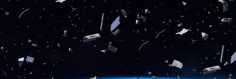 image of space debris above earth