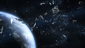 space debris above earth