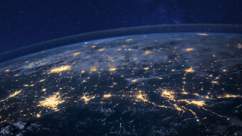 View of earth from Space with connected lights