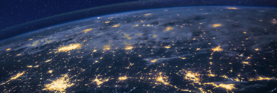 View of earth from Space with connected lights
