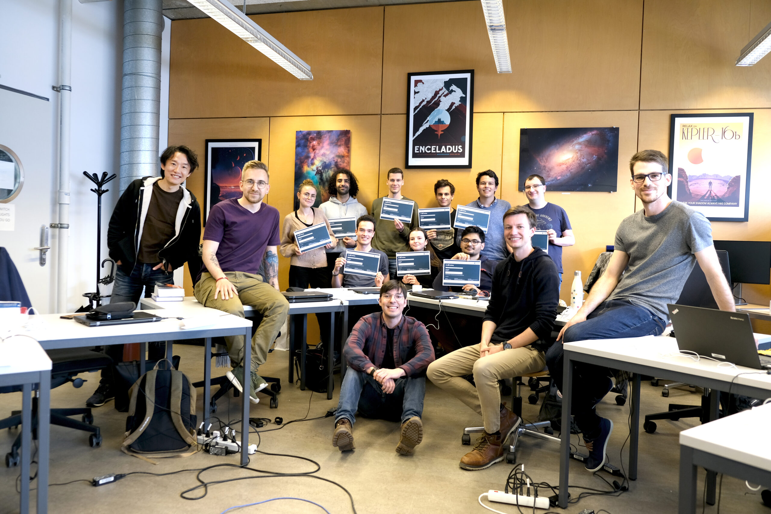 eSpace staff and students posing with the concurrent engineering challenge certificates