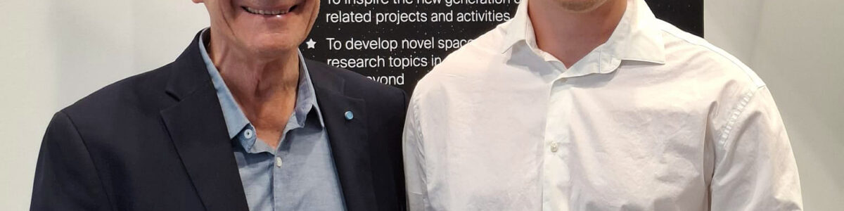 The ClearSpace Prize was presented to William Martin by Claude Nicollier, who was also a member of the jury. © EPFL Space Center, 2025