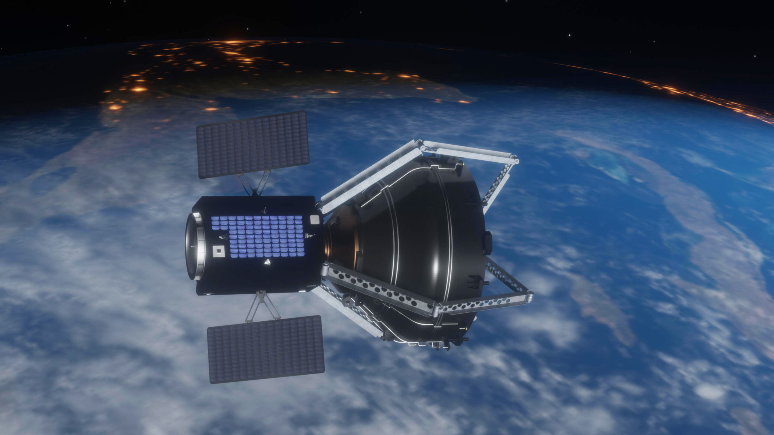 Clearspace 1 satellite 3d model in space